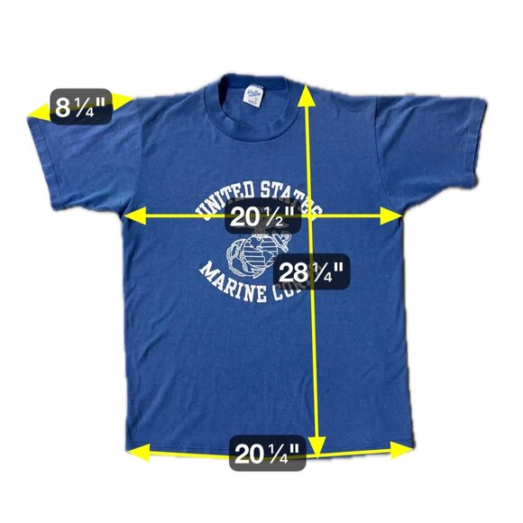 Vintage US Marine Corp T Shirt Large Velva Sheen USA Blue 80s Single Stitch READ - Picture 6 of 12